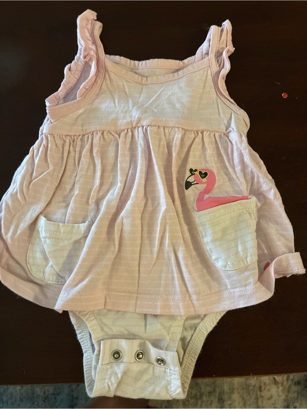 Carter's Light Pink Flamingo Pocket Tank Bodysuit